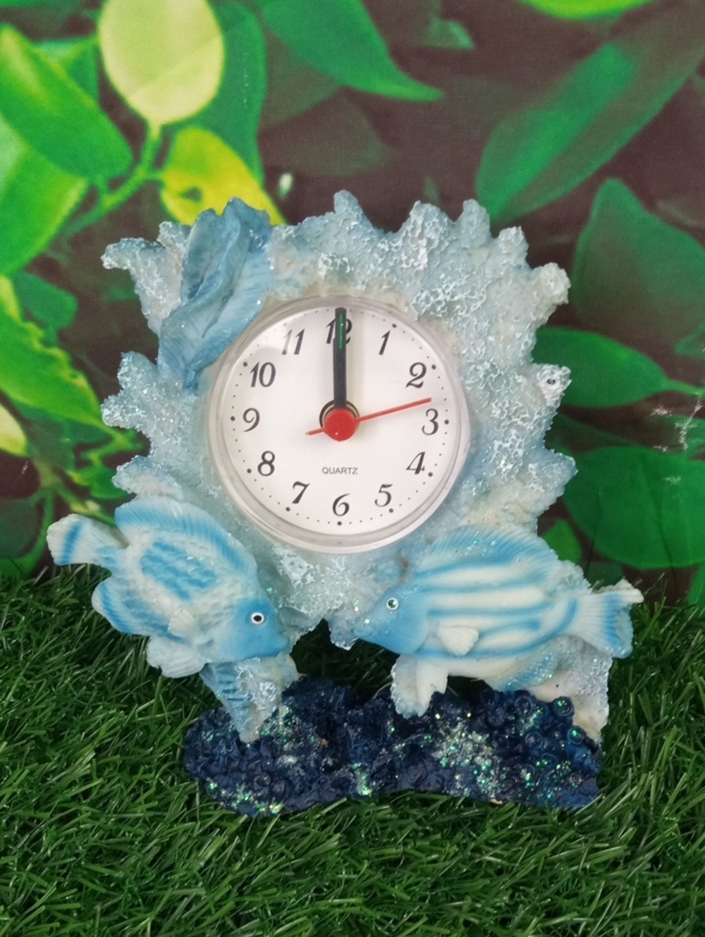 🗝️ Ashley Belle Retro Blue Coral Reef Fish Mini Table Clock